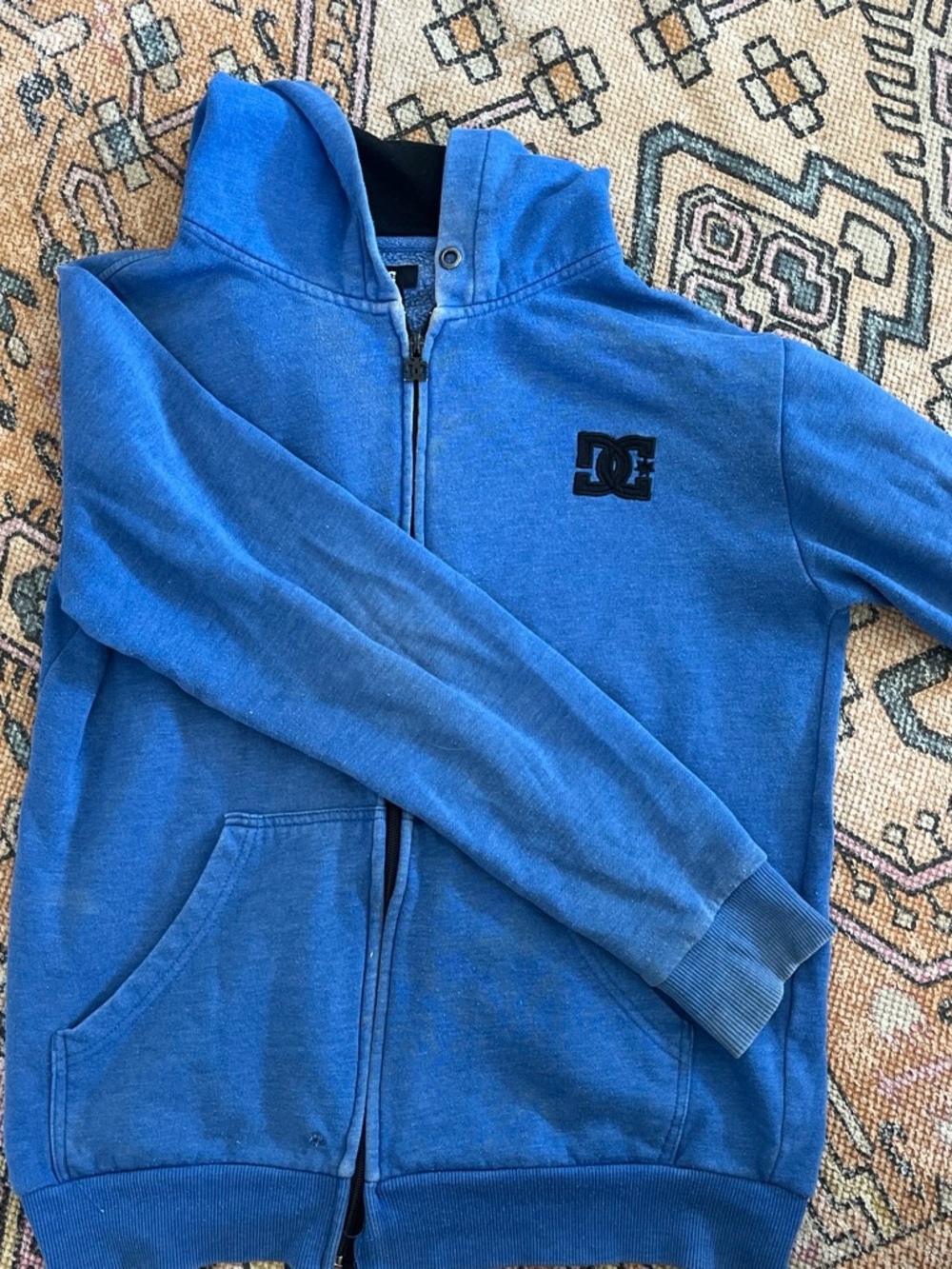DC Light Blue Fleece-Lined Zip Hoodie